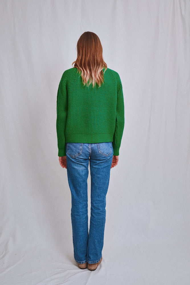 Item #596 - AGNÈS Raglan Sweater in Merino Wool - Parrot Green