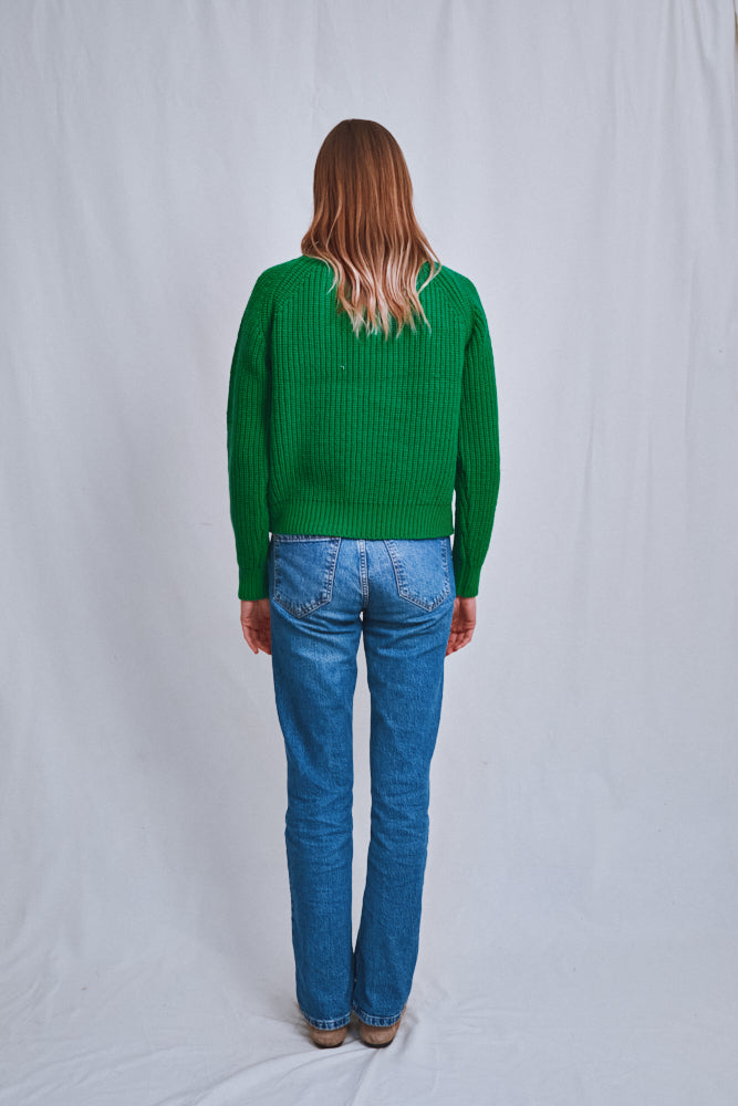 Item #597 - AGNÈS Raglan Sweater in Merino Wool - Parrot Green