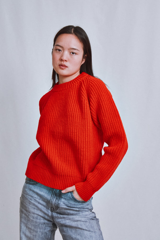 Item #599 - AGNÈS Raglan Sweater in Merino Wool -Red