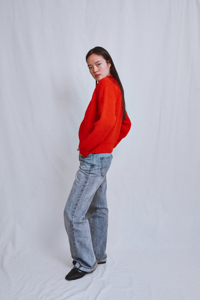 Référence n° 599 - Pull raglan AGNÈS en laine mérinos - Rouge