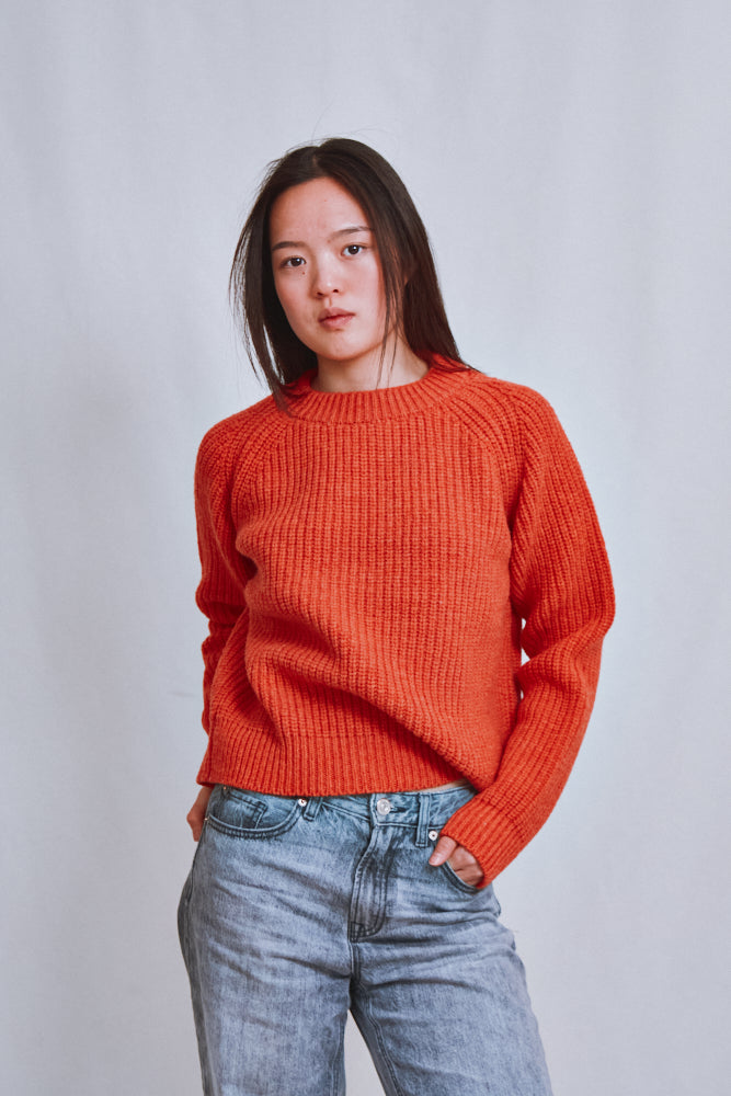 Item #600 - AGNÈS Raglan Sweater in Merino Wool - Coral