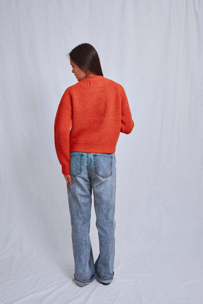 Item #600 - AGNÈS Raglan Sweater in Merino Wool - Coral