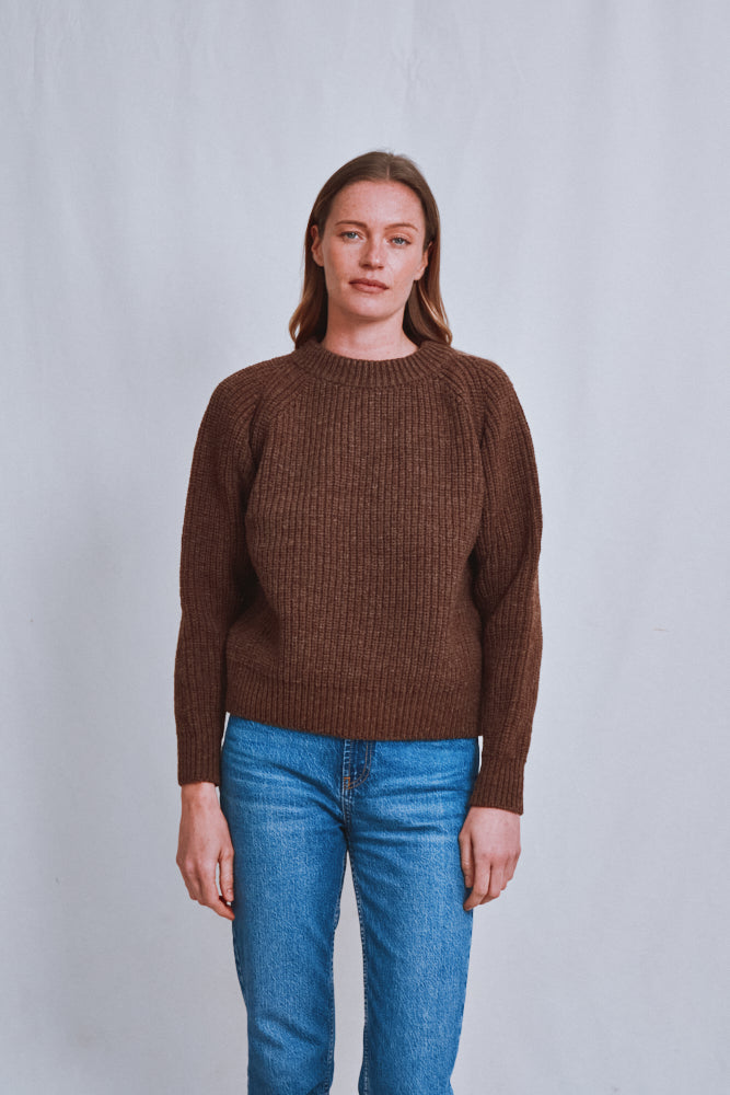 Item #601 - AGNÈS Raglan Sweater in Merino Wool - Chocolat