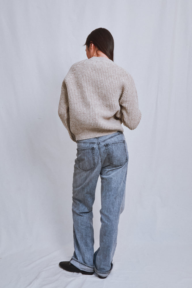 Item #621 - ANNA V-Neck Cardigan in Merino Wool - Beige