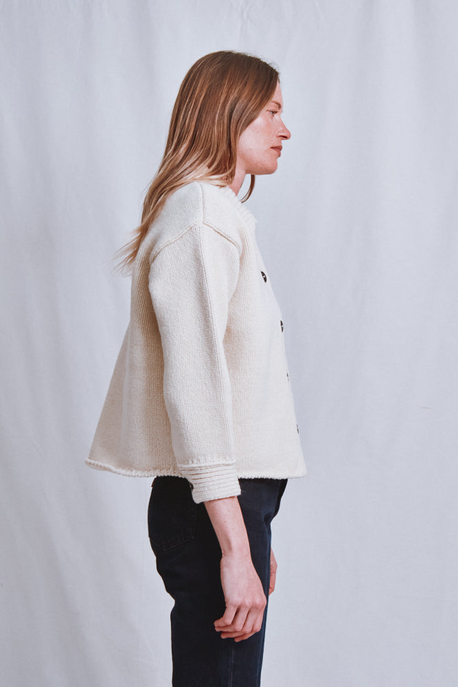Référence n° 628 - Veste en maille CALAMITY en laine mérinos - écru