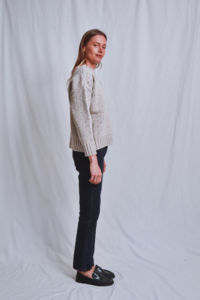 Item #649 - FAUSTINE Open-Weave Sweater in Merino Wool - Beige