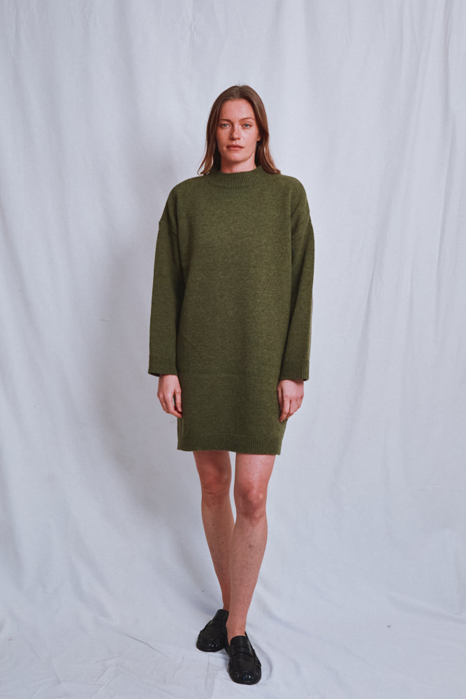 Item #575 - PERRINE Sweater Dress in Merino Wool - Olive Green