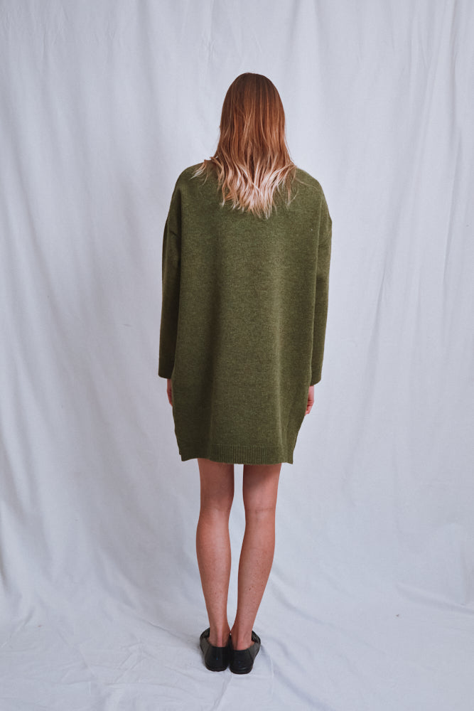 Item #575 - PERRINE Sweater Dress in Merino Wool - Olive Green