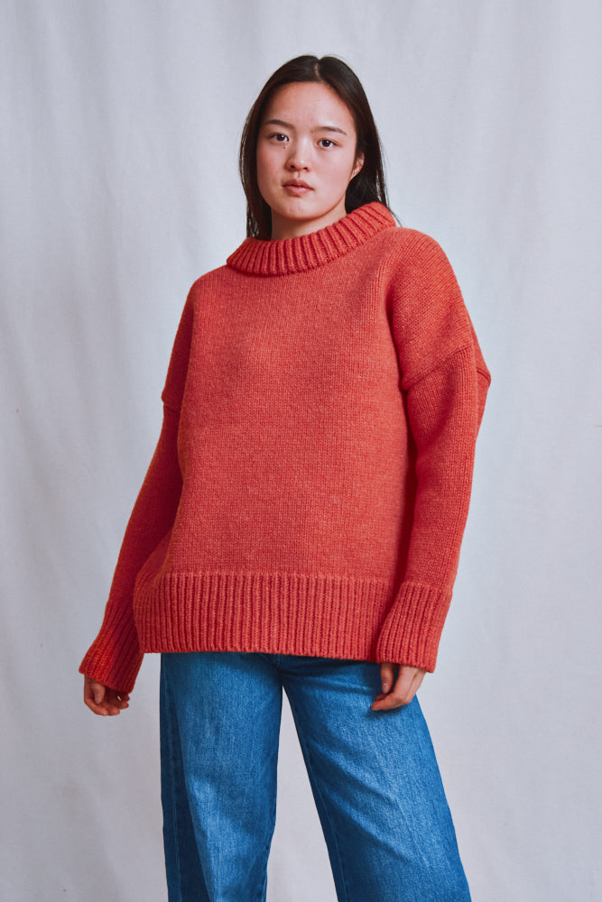 Item #612 - STEPHANIE Oversize Sweater in Merino Wool - Coral