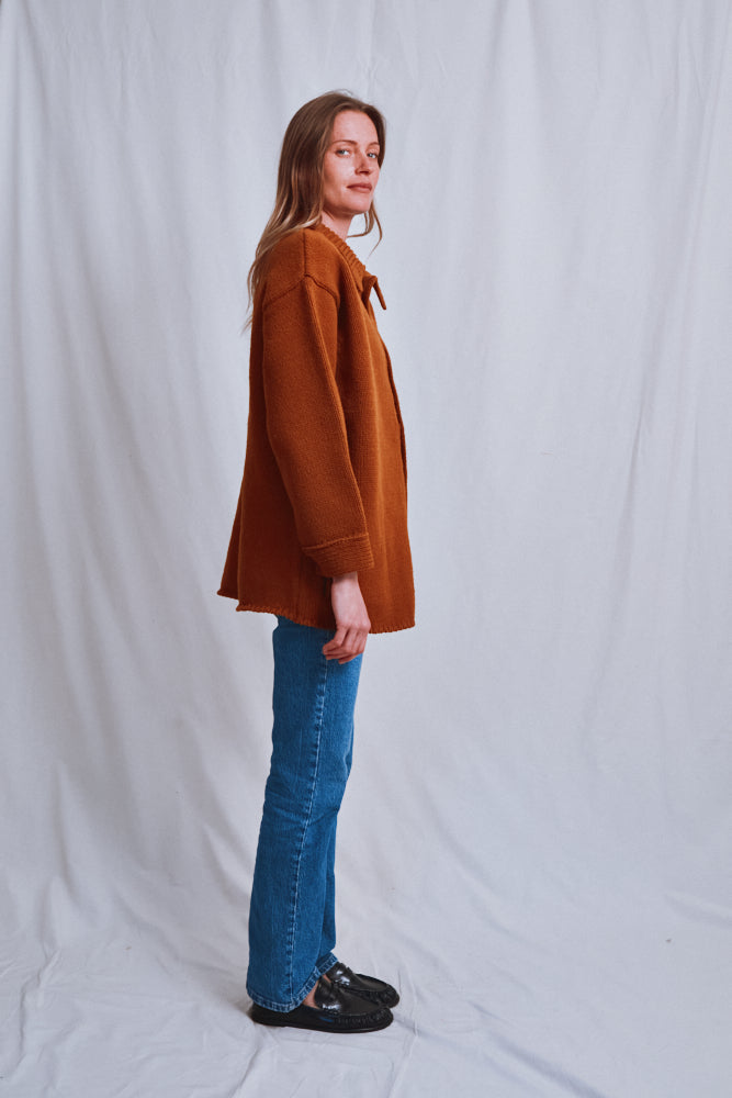 Référence n° 631 - Veste en tricot WILLIAM en laine mérinos - Ambre