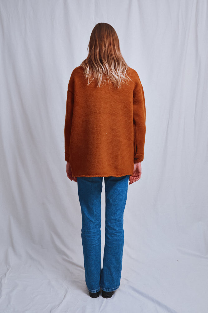 Référence n° 631 - Veste en tricot WILLIAM en laine mérinos - Ambre