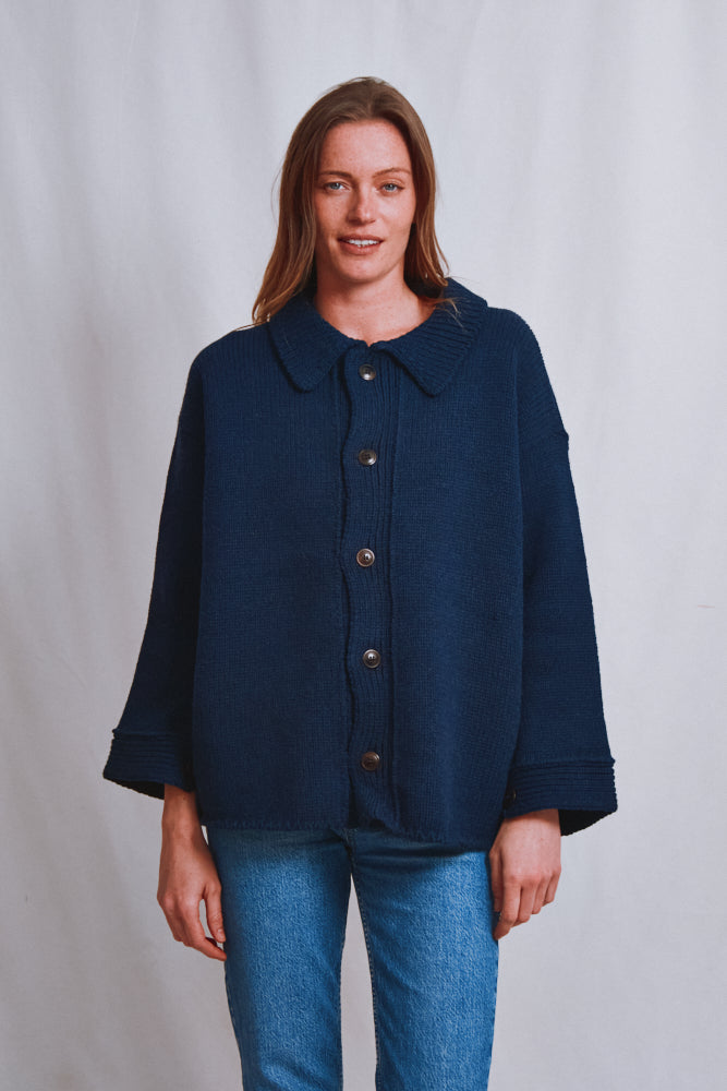 Item #630 - WILLIAM Knit Jacket in Merino Wool - Navy