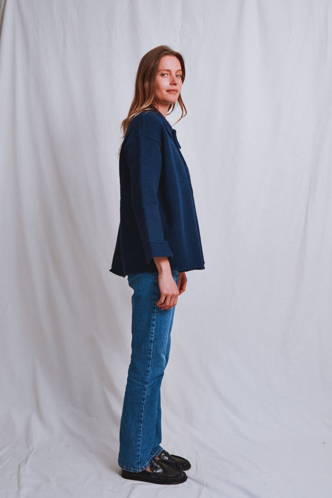 Item #630 - WILLIAM Knit Jacket in Merino Wool - Navy