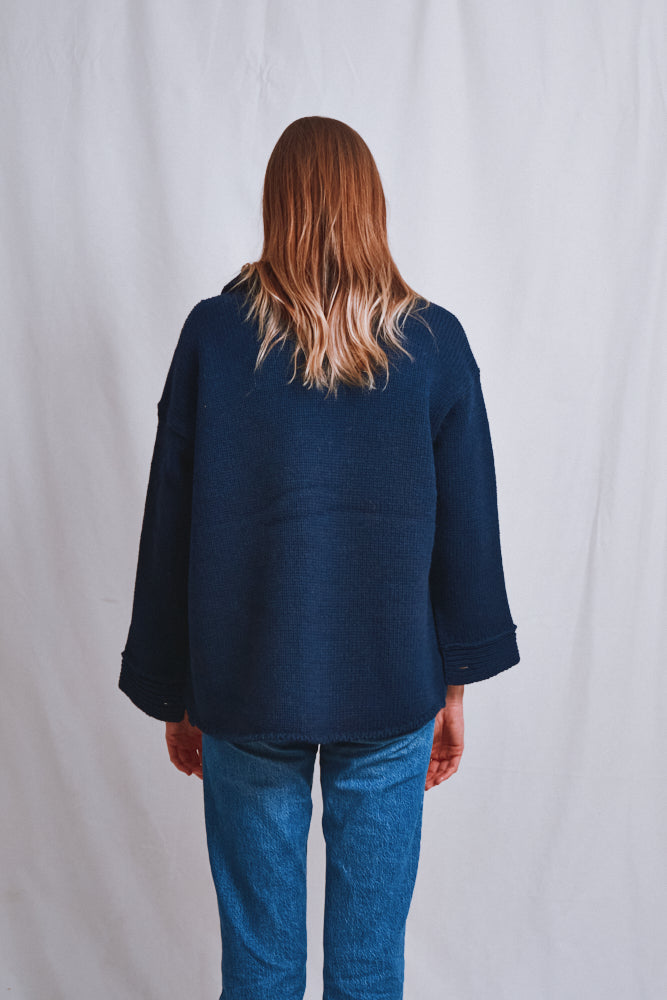 Item #630 - WILLIAM Knit Jacket in Merino Wool - Navy