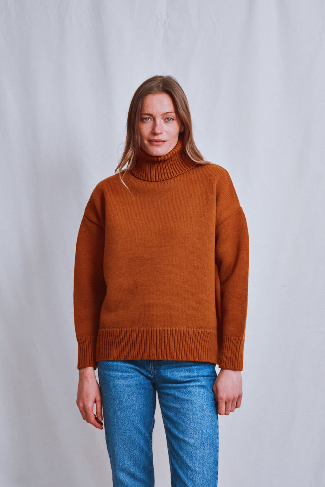 Item #467 - THERESE Turtleneck Sweater in Merino Wool - Amber