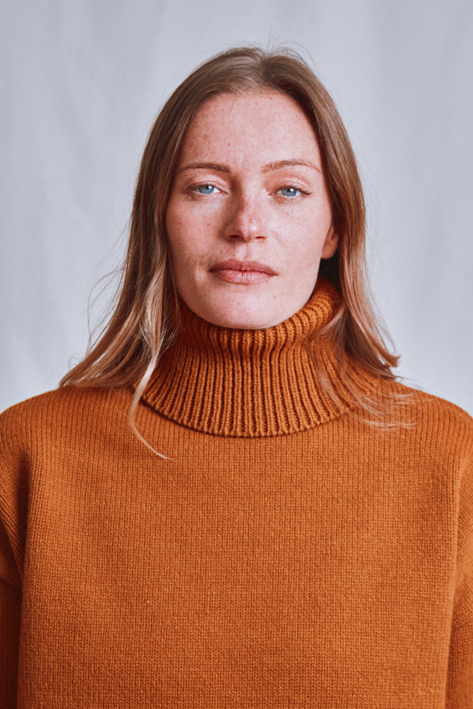 Item #467 - THERESE Turtleneck Sweater in Merino Wool - Amber