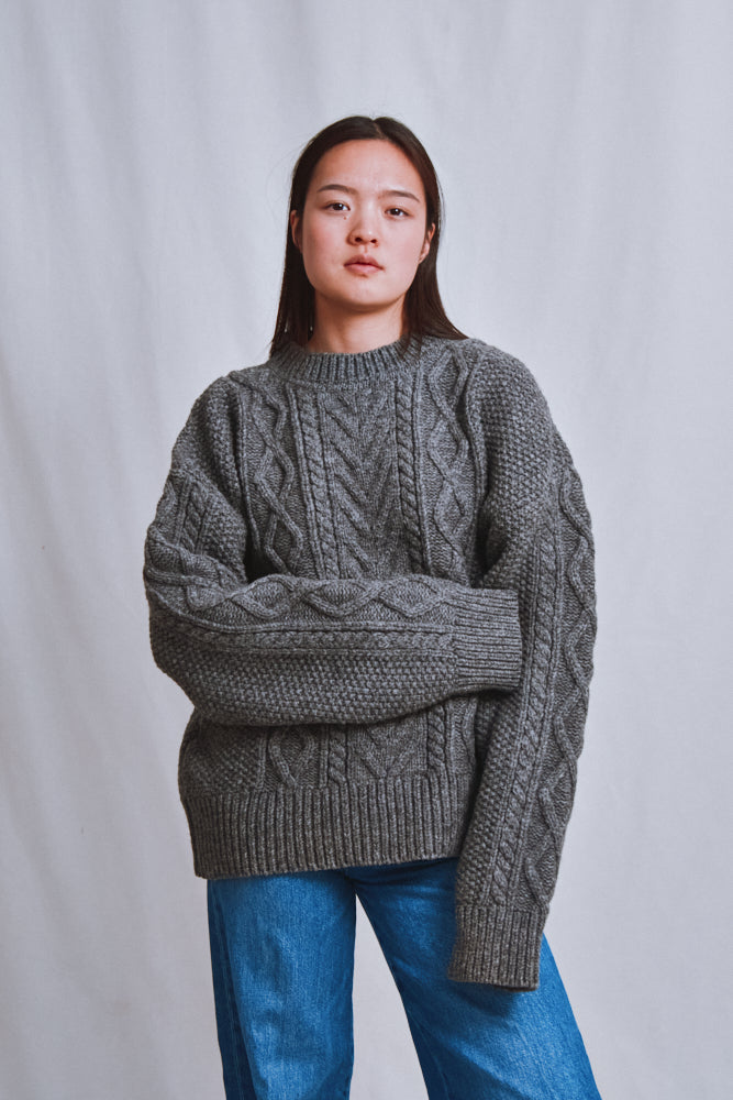 Item #648 - ROGER Irish Sweater for Men in Merino Wool - Ash Grey