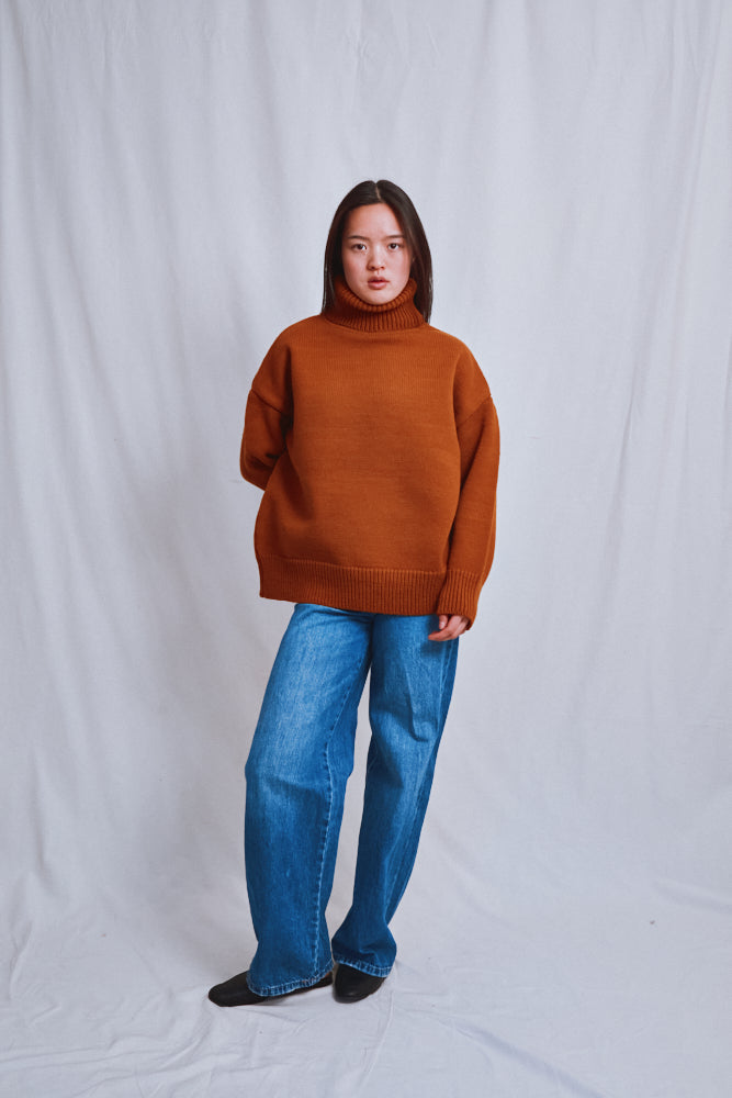 Item #470 - THERESE Turtleneck Sweater in Merino Wool - Amber