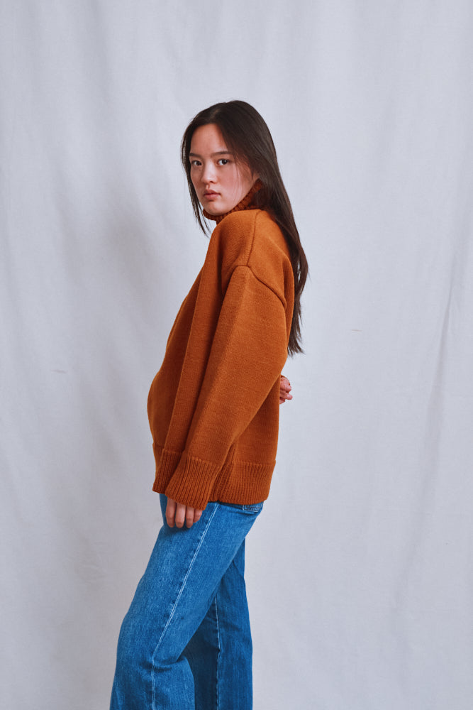 Item #470 - THERESE Turtleneck Sweater in Merino Wool - Amber