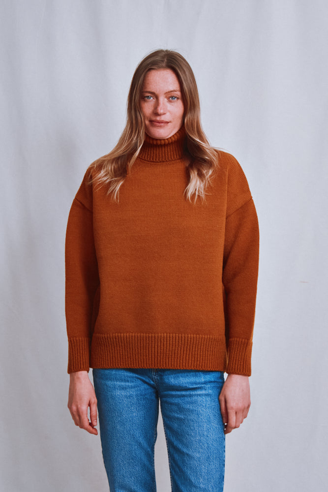Item #469 - THERESE Turtleneck Sweater in Merino Wool - Amber