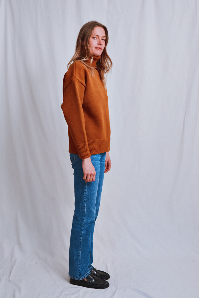 Item #469 - THERESE Turtleneck Sweater in Merino Wool - Amber