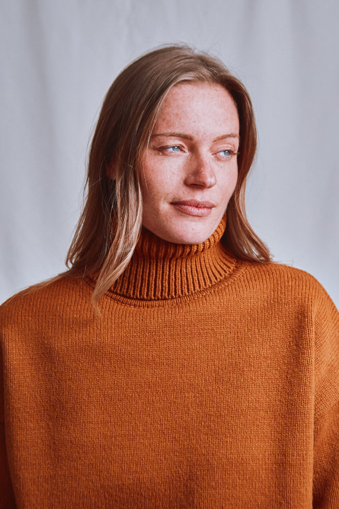 Item #469 - THERESE Turtleneck Sweater in Merino Wool - Amber