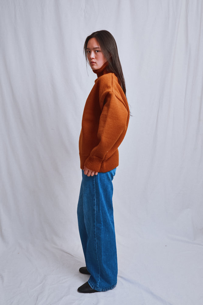 Item #468 - THERESE Turtleneck Sweater in Merino Wool - Amber