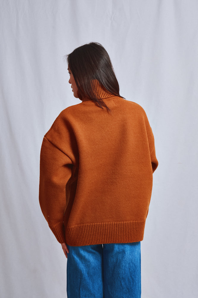 Item #468 - THERESE Turtleneck Sweater in Merino Wool - Amber