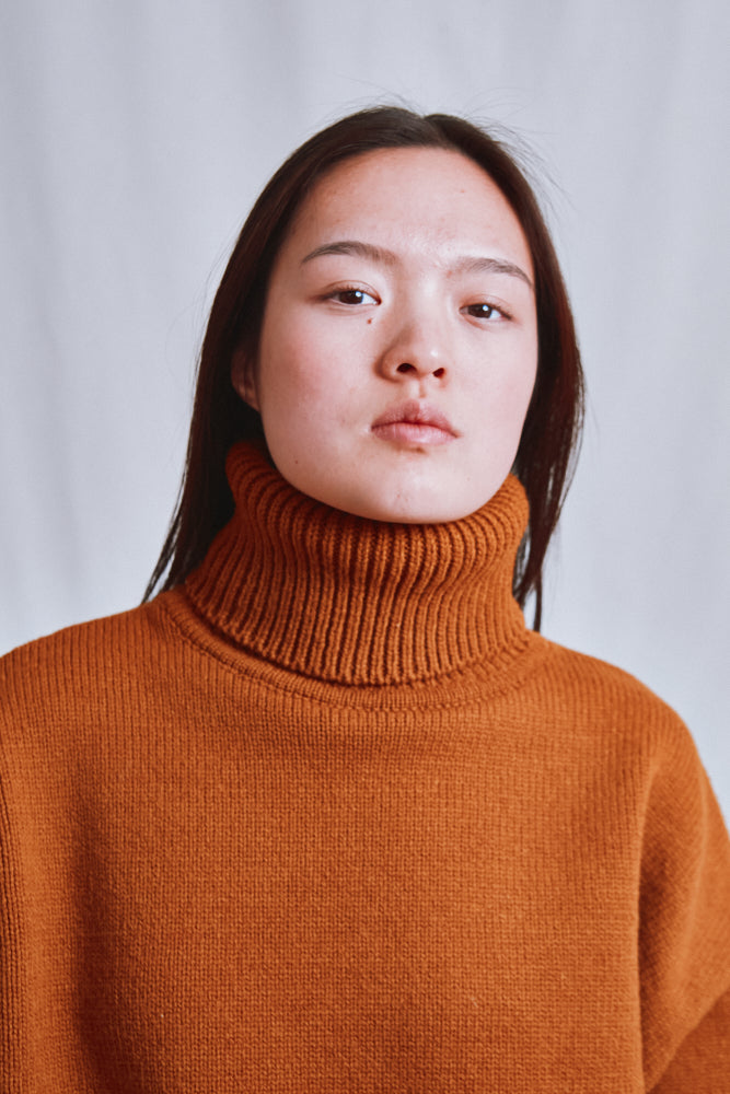 Item #468 - THERESE Turtleneck Sweater in Merino Wool - Amber