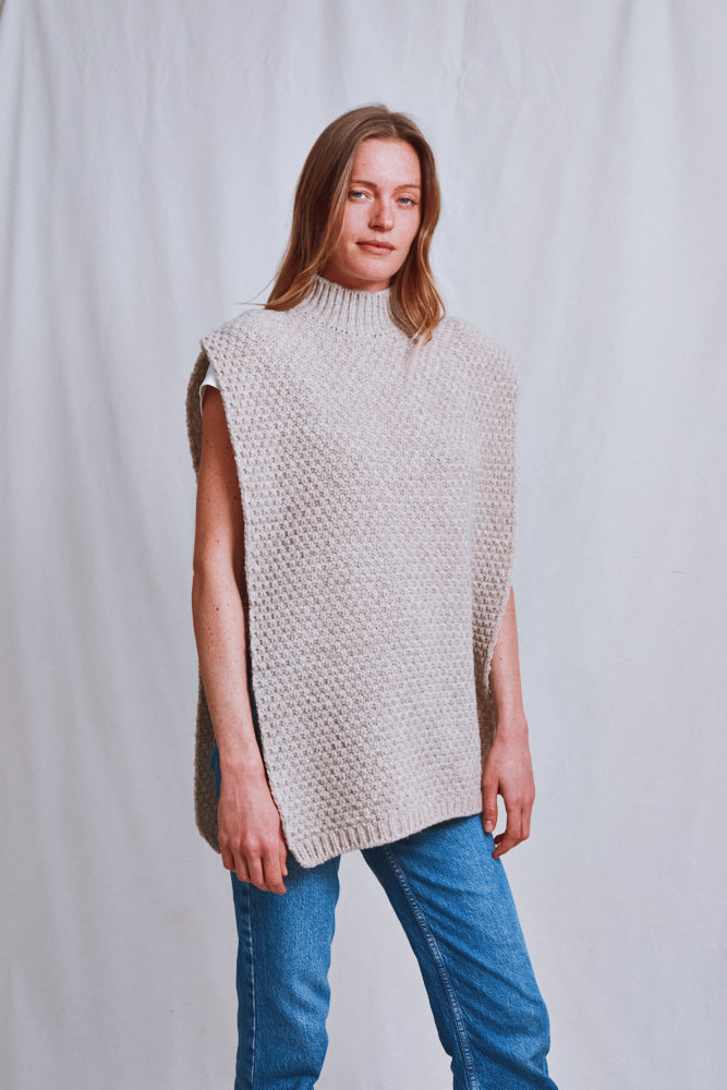 Item #654 - Prototype Poncho Merino wool - Beige