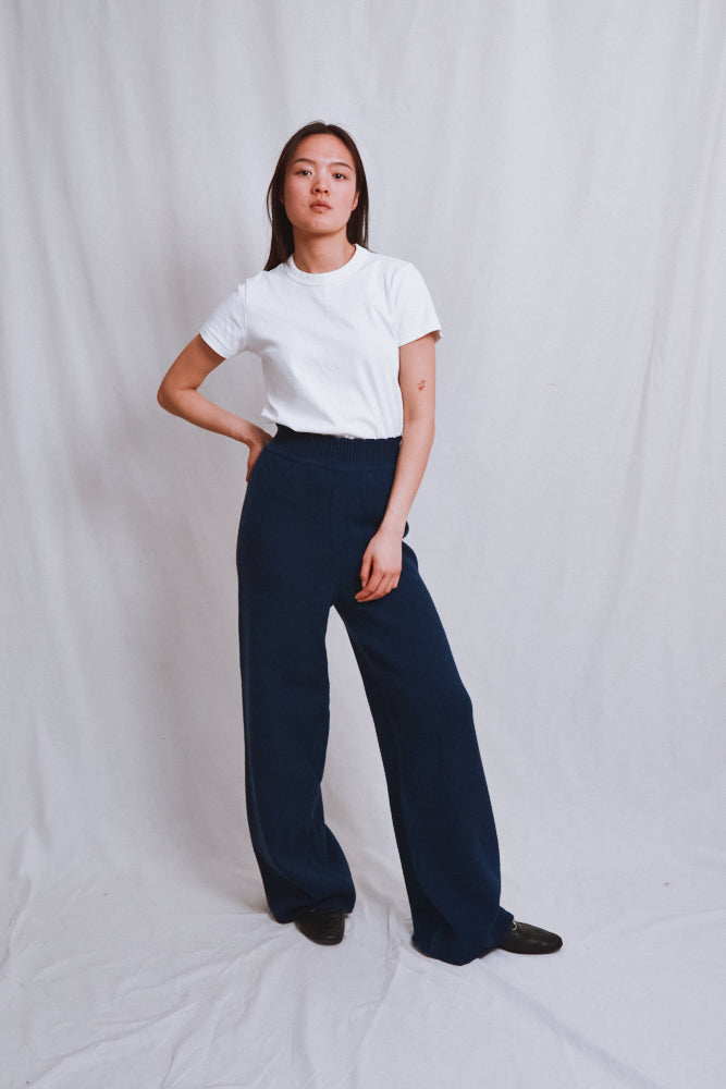 Item #653 - HELENE Knit Pants in Merino Wool - Navy