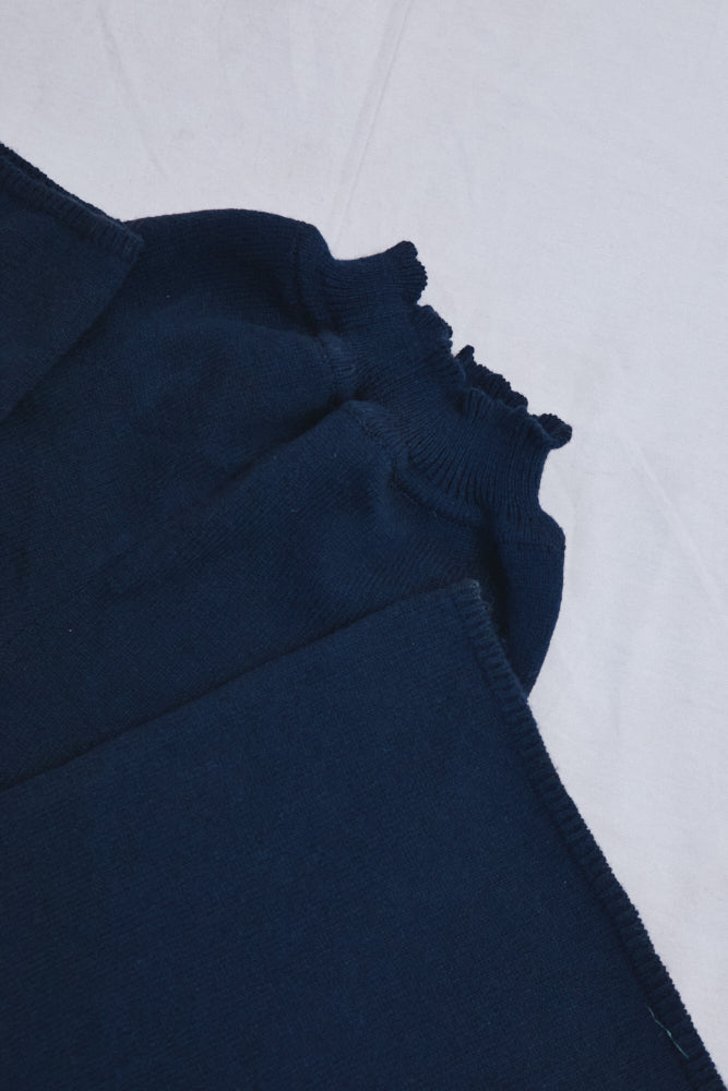 Référence n° 653 - Pantalon en maille HELENE en laine mérinos - Bleu marine