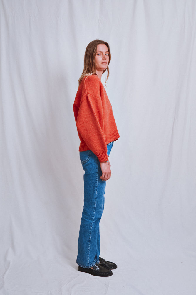 Item #679 - LUNA Batwing Cardigan in Merino Wool - Coral