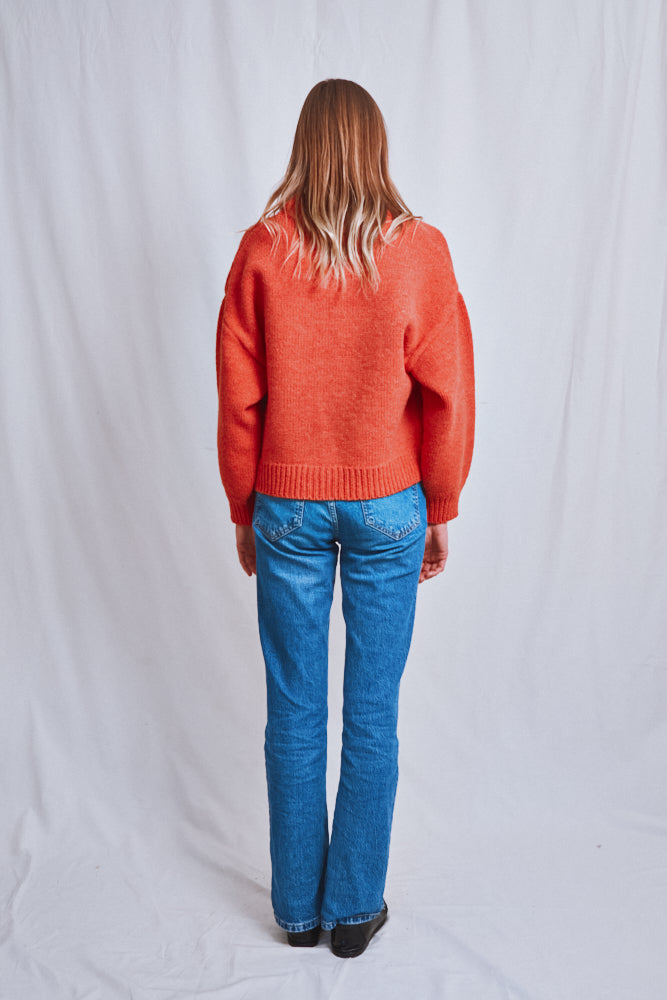 Item #679 - LUNA Batwing Cardigan in Merino Wool - Coral