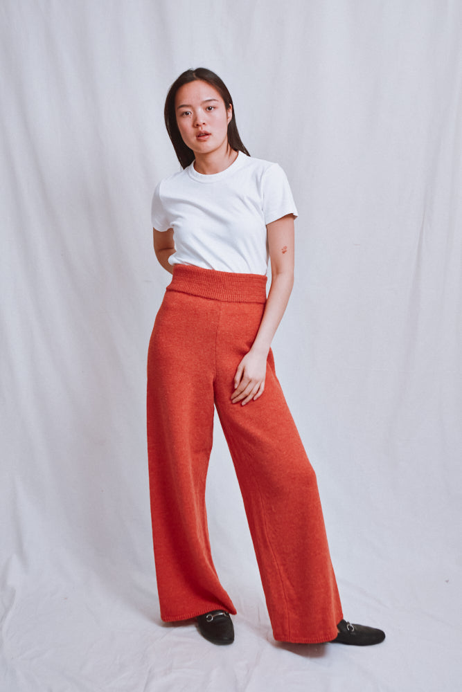 Item #567 - HELENE Knit Pants in Merino Wool - Coral