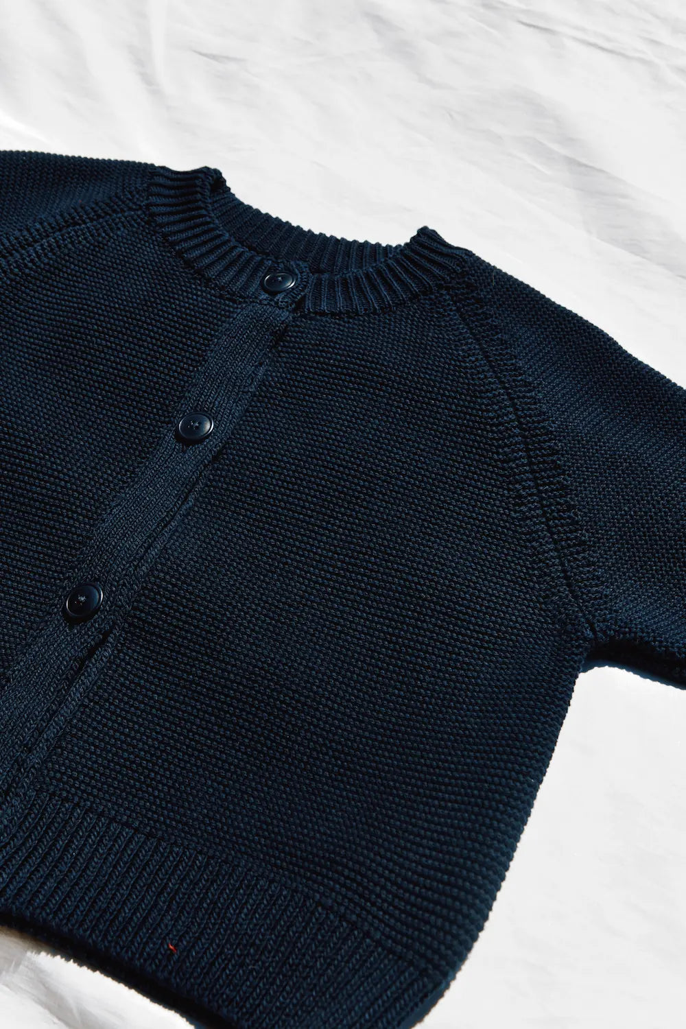 CLARISSE Cardigan à manches courtes en coton biologique - Bleu marine