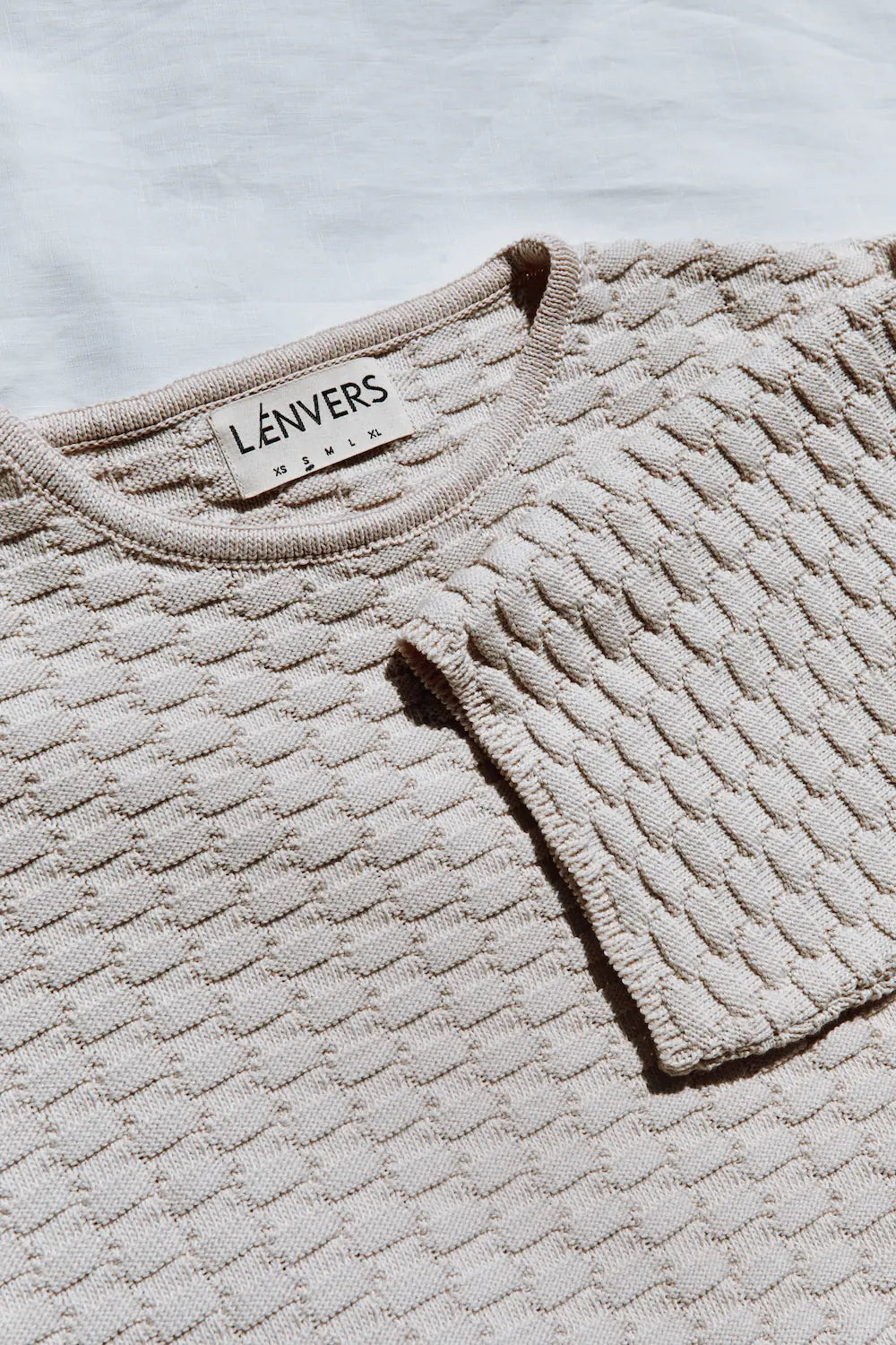 SIDONIE T-shirt en mailles gauffrées de coton bio - Écru