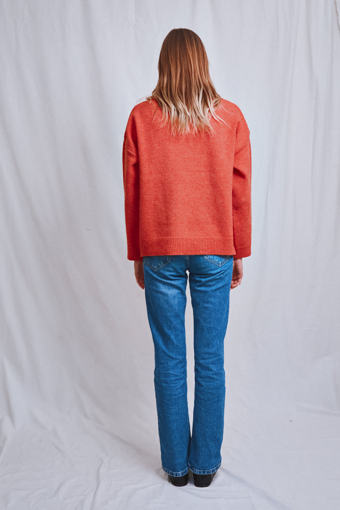 Item #593 - MICHELLE Lightweight Turtleneck Sweater in Merino Wool - Coral