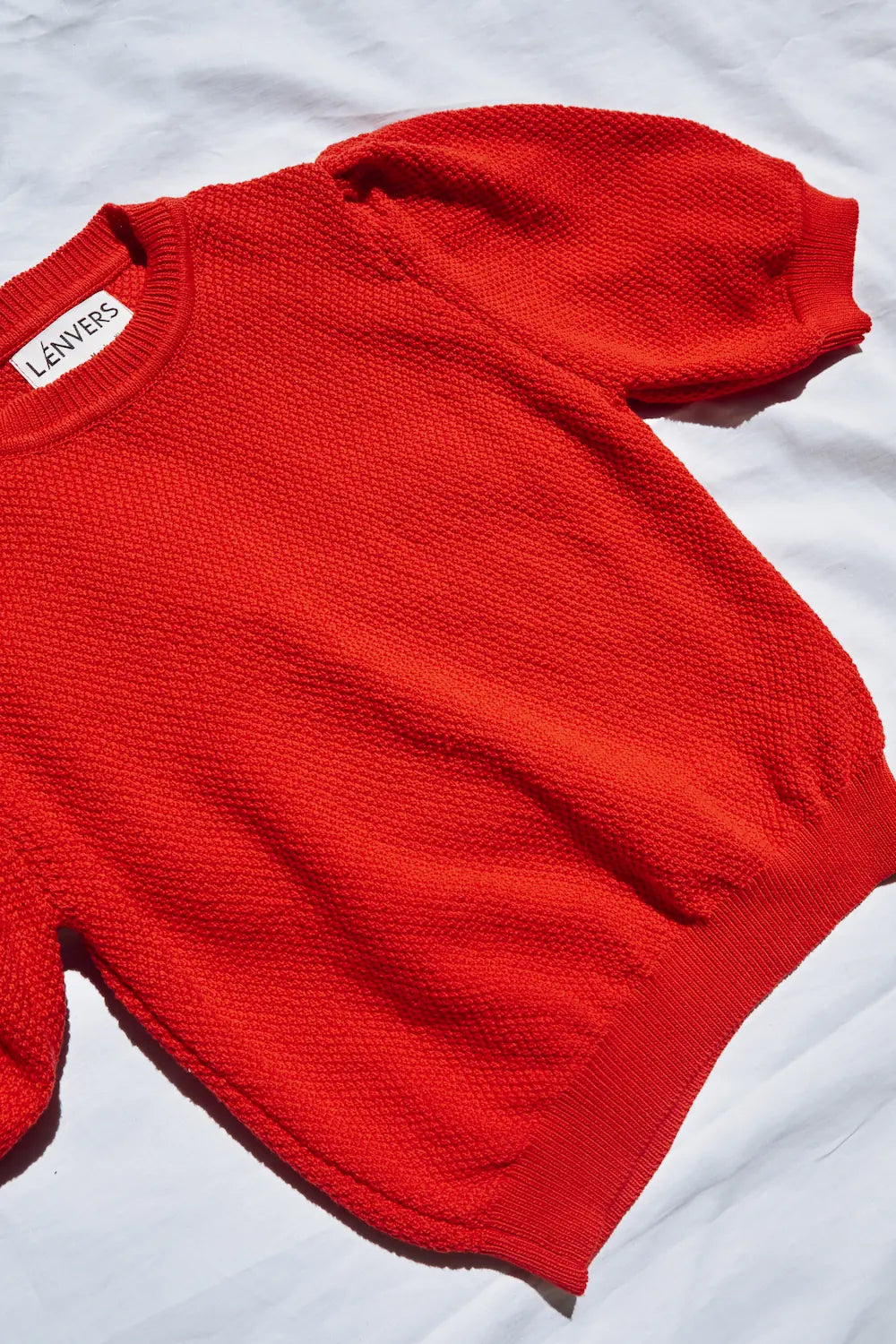 ELISABETH Top à manches bouffantes en coton bio - Rouge