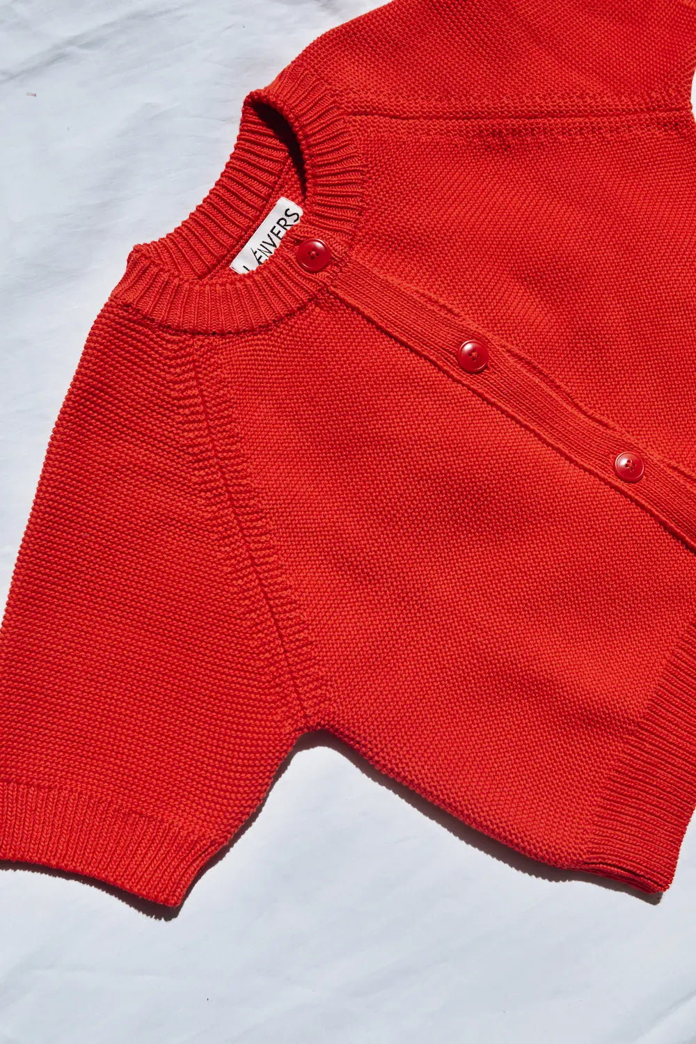 CLARISSE Cardigan à manches courtes en coton biologique - Rouge