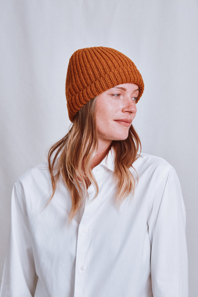 Item #705 - PAUL Beanie in Merino Wool - Amber