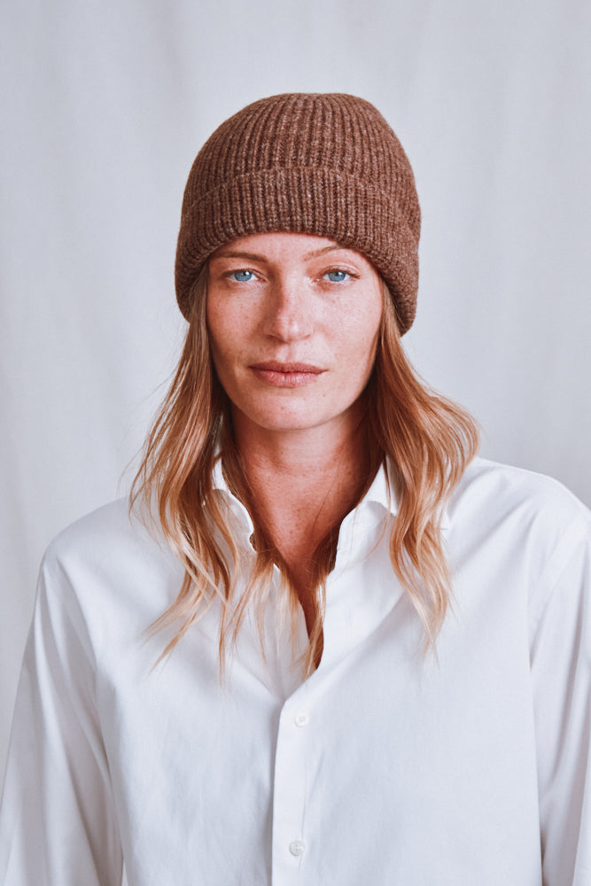Item #712 - PAUL Beanie in Merino Wool - Chocolat