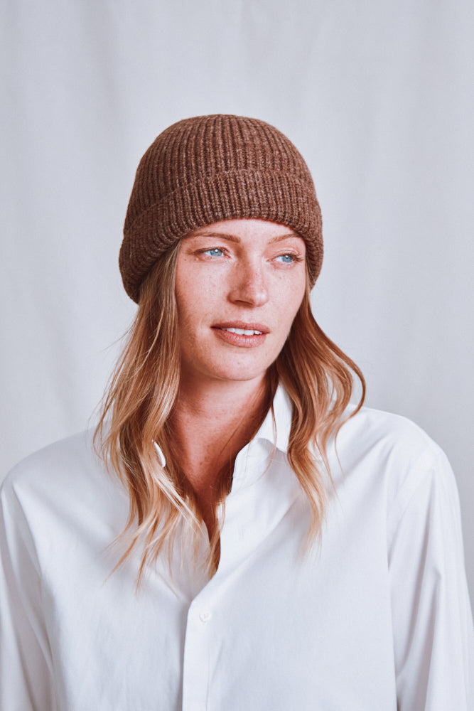 Item #712 - PAUL Beanie in Merino Wool - Chocolat