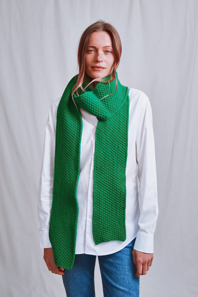 Item #716 - ROSALIE Thin Scarf in Merino Wool - Parrot Green