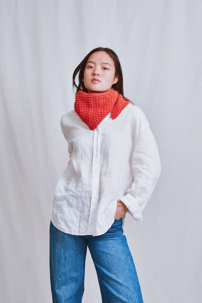 Item #727 - ROCIO Waffle Bandana in Merino Wool - Coral