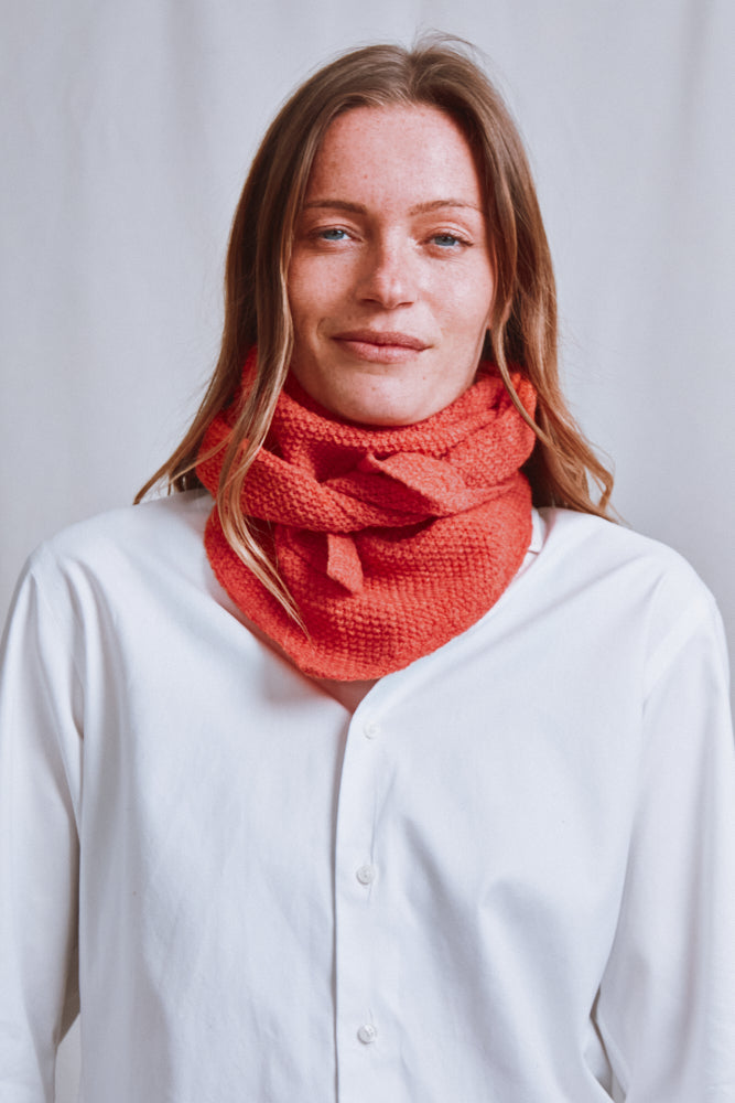 Item #732 - HORTENSE Bandana in Merino Wool - Coral