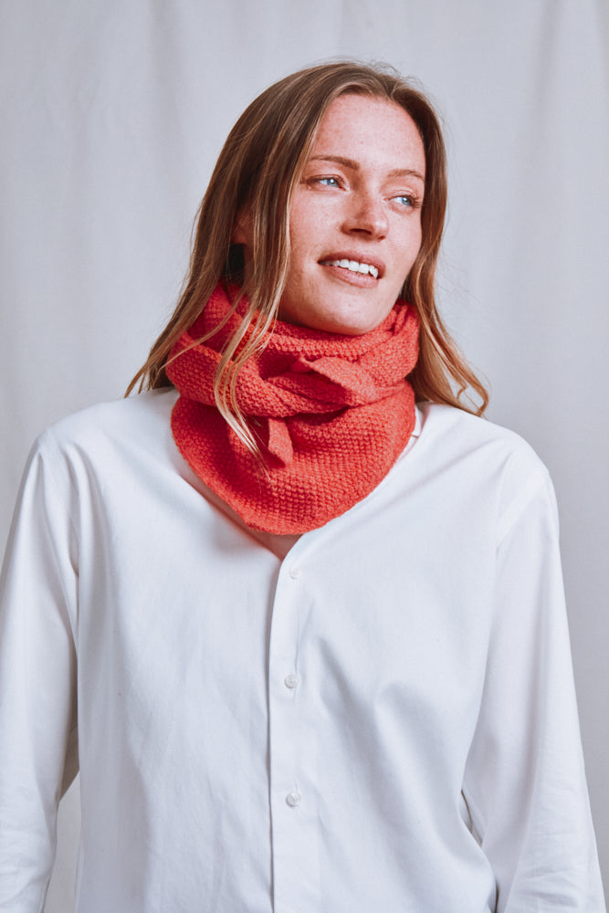 Item #732 - HORTENSE Bandana in Merino Wool - Coral