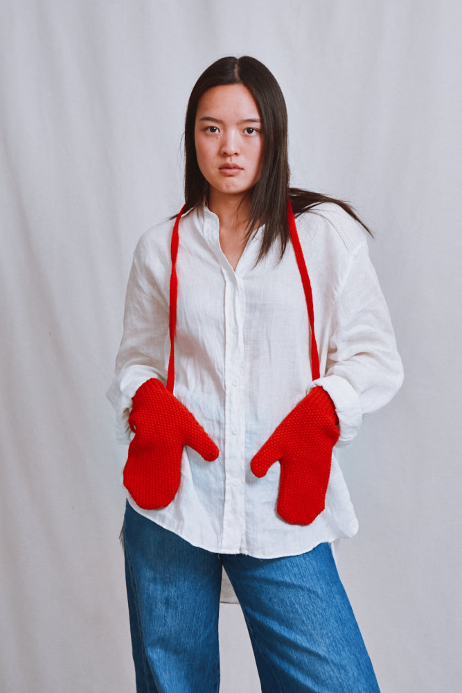 Item #735 - ELENA wool mittens - Red