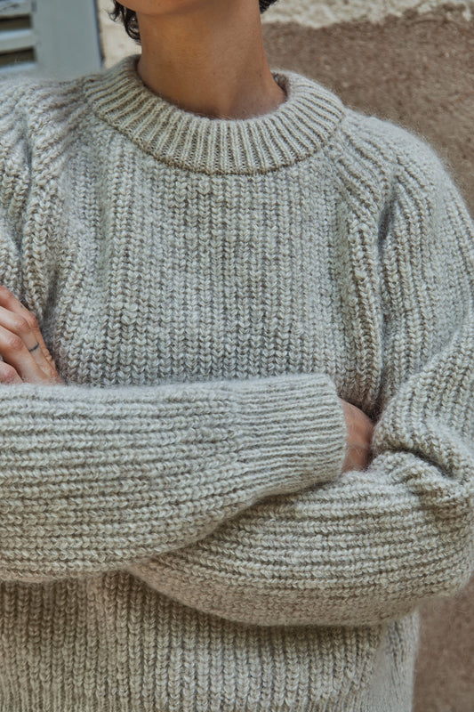 AGNES Cardigan- 100% Cruelty Free Mohair Merino Wool in beige- Spanish Merino Wool sweater - L'Envers