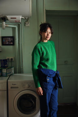 AGNES Sweater - 100% Cruelty Free Merino  Wool in Green Parrott- Spanish Merino Wool sweater - L'Envers